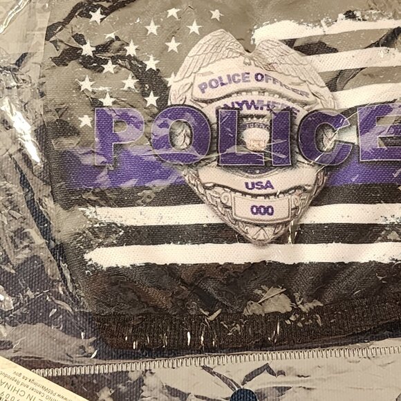 Purple White and Black Police Blue Line Support Reusable Washable Face Mask - Picture 14 of 16